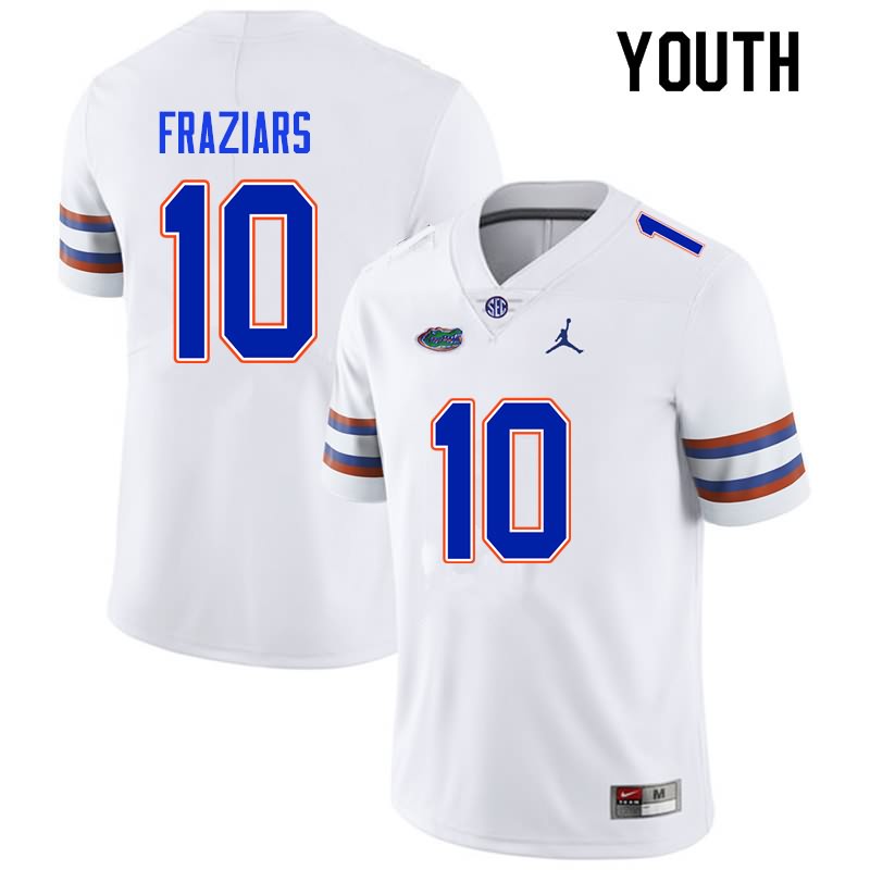 Youth NCAA Florida Gators Ja'Quavion Fraziars #10 Stitched Authentic Nike White College Football Jersey LLN5865XU